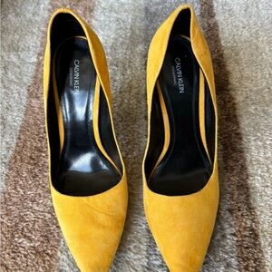Calvin Klein Mustard Suede Heels